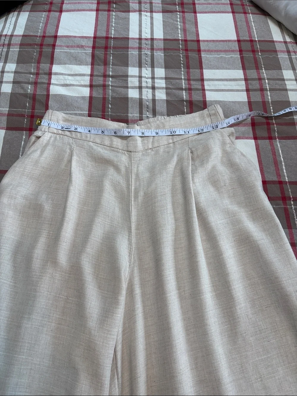 H&M Wide-Leg Linen-Blend Pants in Light Cream
